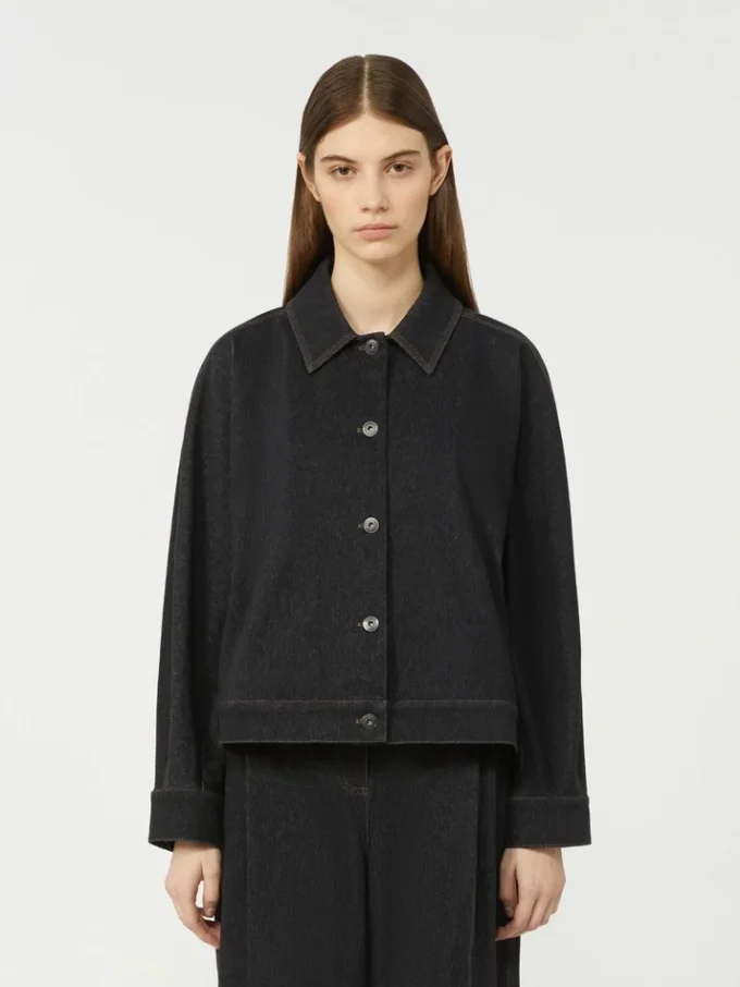 Jacket in jersey-effect denim, ultramarine