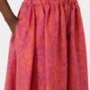 Jacquard cotton and silk midi skirt, coral