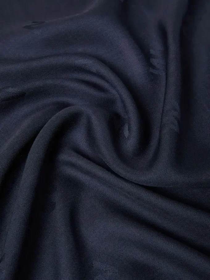 Jacquard-knit wool and silk shawl, midnightblue