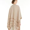 Jacquard wool poncho, beige