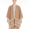 Jacquard wool poncho, camel