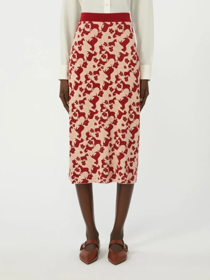 Jacquard yarn skirt, red Jacquard yarn skirt, red