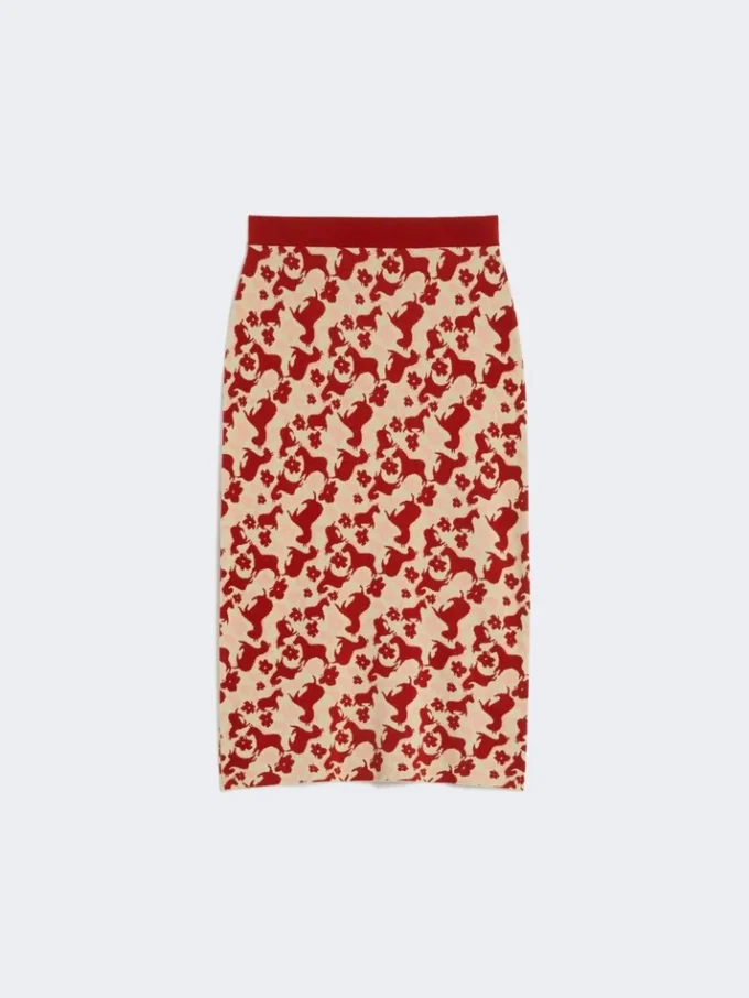 Jacquard yarn skirt, red Jacquard yarn skirt, red