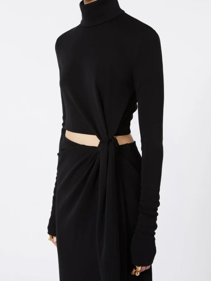 Jersey dress with knot, black