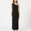 Jersey one-shoulder dress, black
