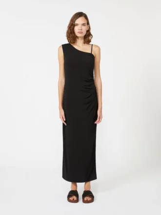 Jersey one-shoulder dress, black