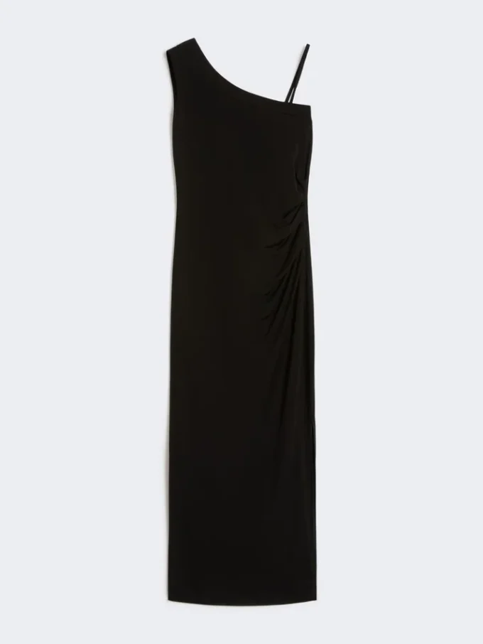 Jersey one-shoulder dress, black