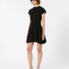 Knit dress, fitted at the waist, black