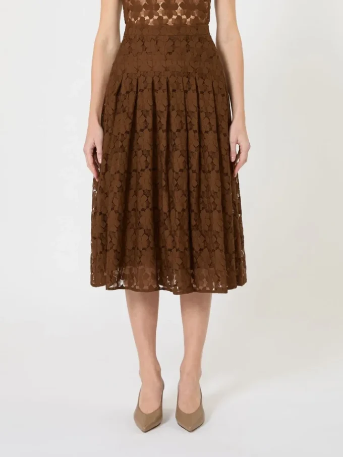 Lace midi skirt, chocolate