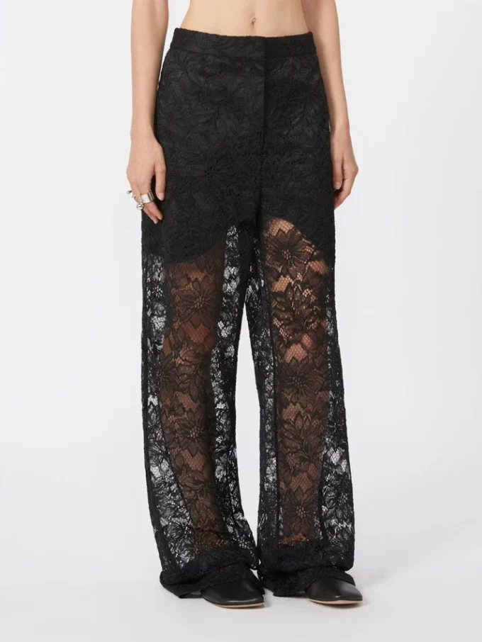 Lace trousers, black