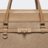 Large cashmere and leather handbag, brown