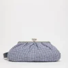 Large gingham cotton pasticcino bag, ultramarine