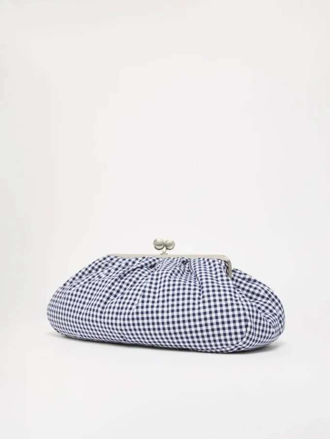 Large gingham cotton pasticcino bag, ultramarine