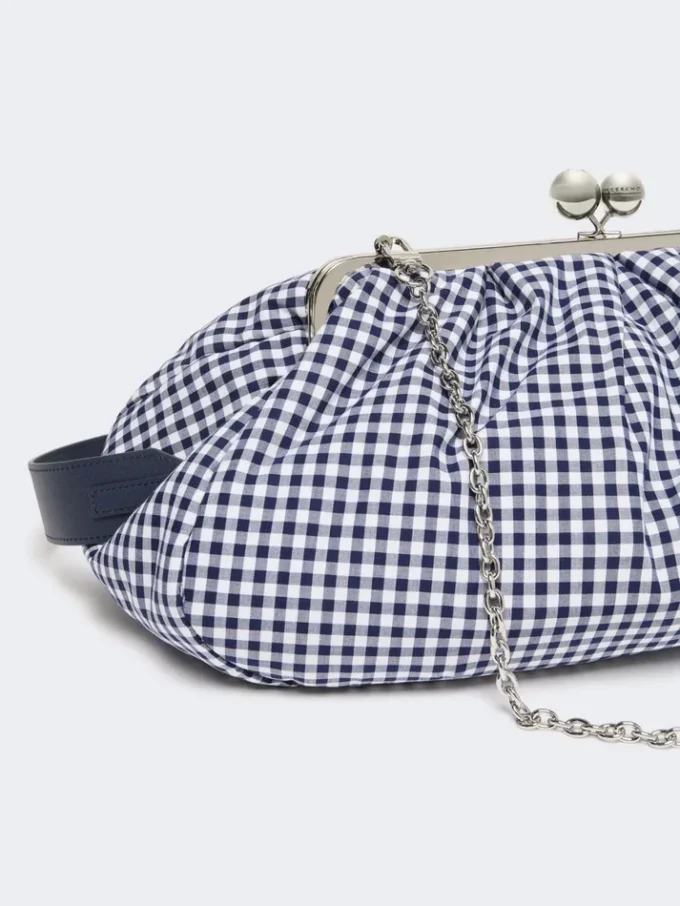 Large gingham cotton pasticcino bag, ultramarine