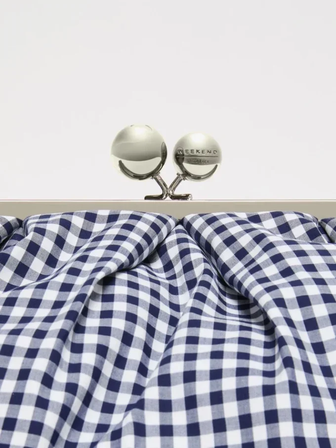 Large gingham cotton pasticcino bag, ultramarine