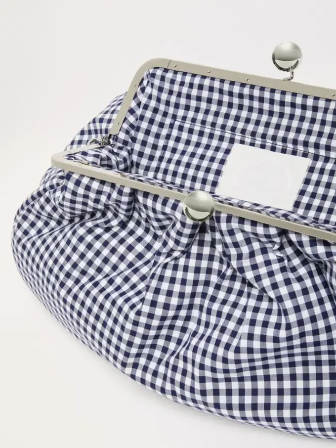 Large gingham cotton pasticcino bag, ultramarine