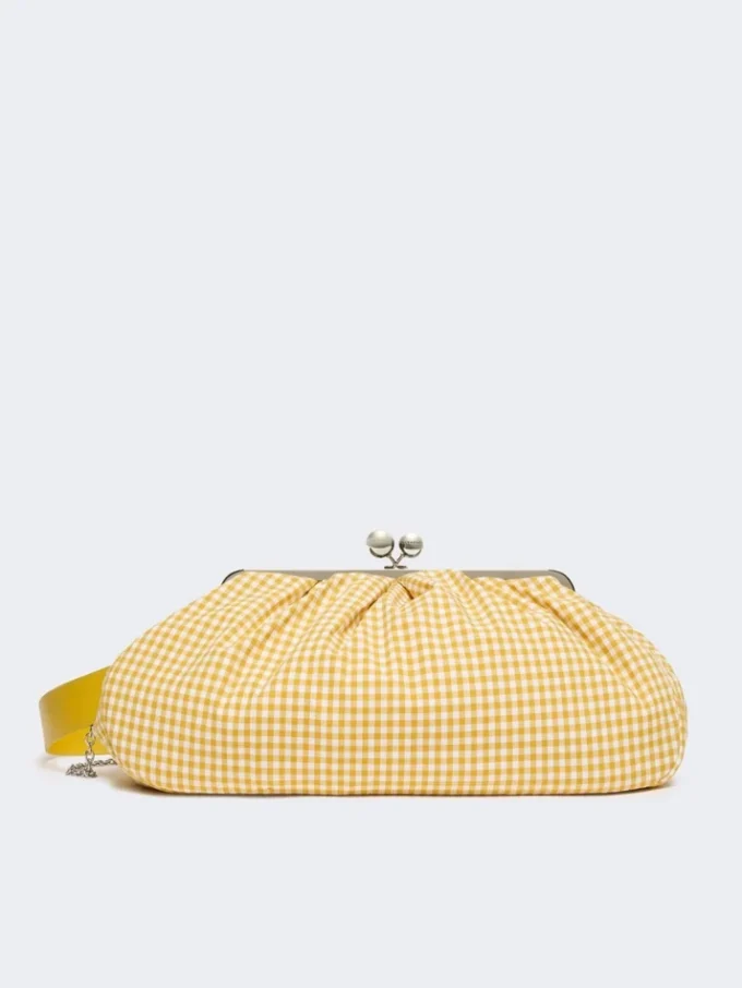 Large gingham cotton pasticcino bag, yellow Large gingham cotton pasticcino bag, yellow
