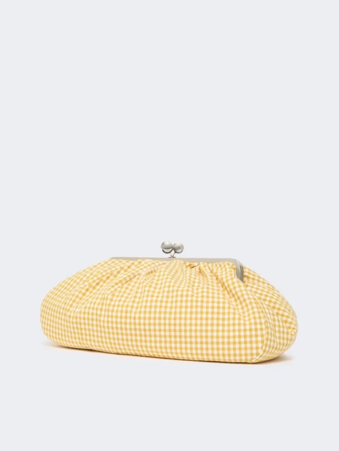 Large gingham cotton pasticcino bag, yellow Large gingham cotton pasticcino bag, yellow