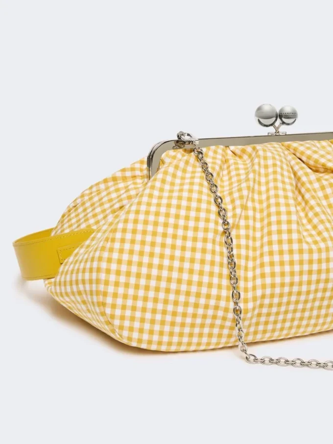 Large gingham cotton pasticcino bag, yellow Large gingham cotton pasticcino bag, yellow