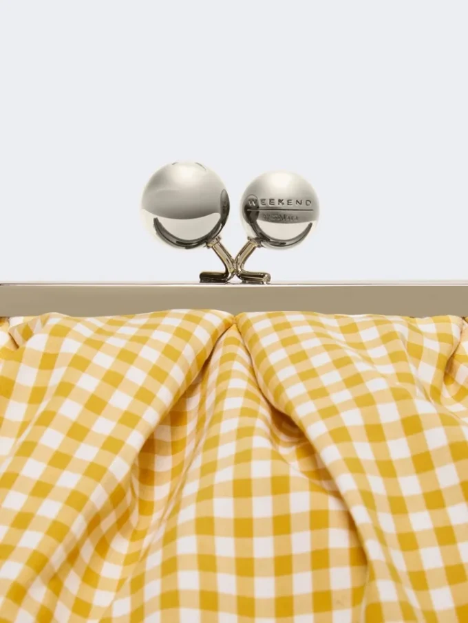 Large gingham cotton pasticcino bag, yellow Large gingham cotton pasticcino bag, yellow