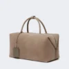 Large nubuck leather boston bag, turtledove