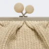 Large raffia-effect pasticcino bag, turtledove