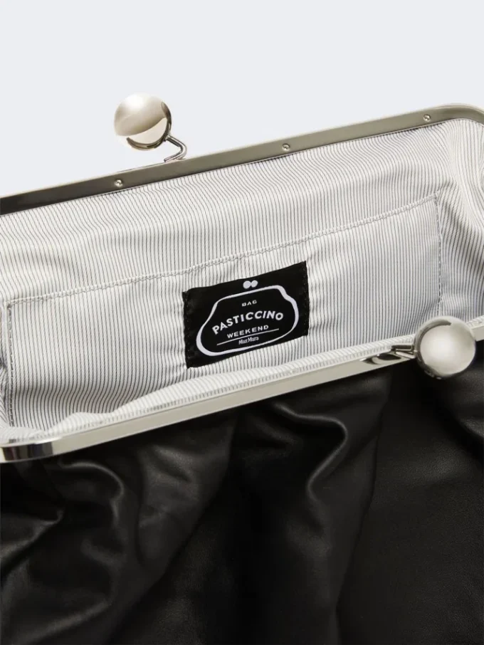 Large sheepskin pasticcino bag, black