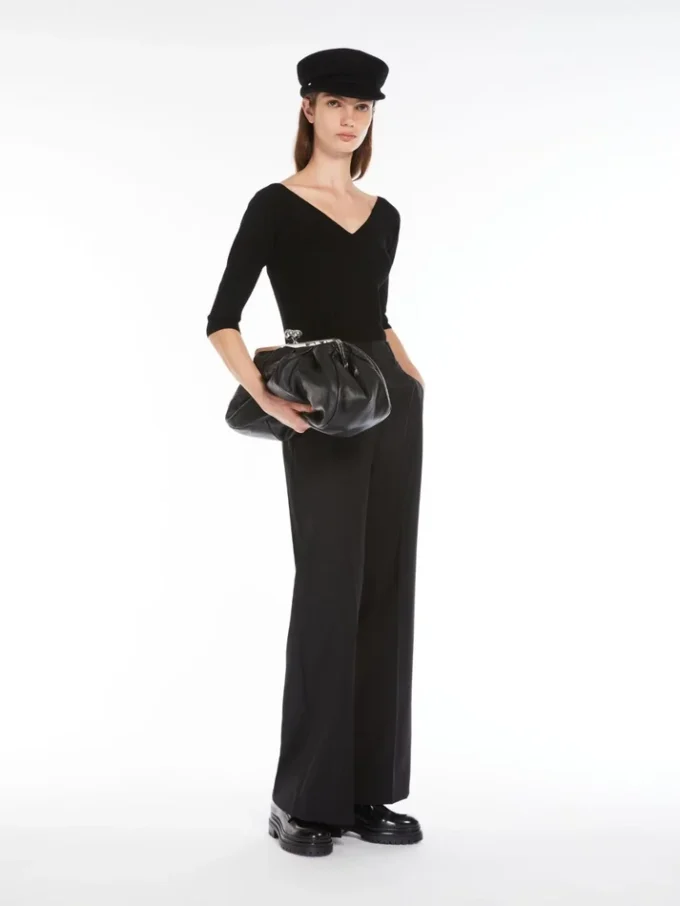 Large sheepskin pasticcino bag, black