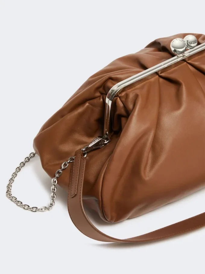 Large sheepskin pasticcino bag, tobacco