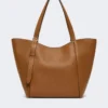 Leather archetipo handbag, amber brown