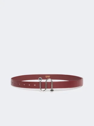 Leather belt with s buckle, bordeaux