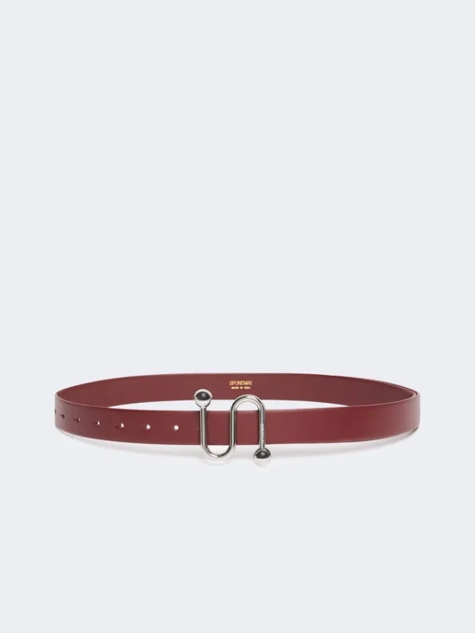 Leather belt with s buckle, bordeaux
