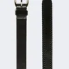 Leather belt with tip, black