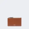 Leather card holder, amber brown