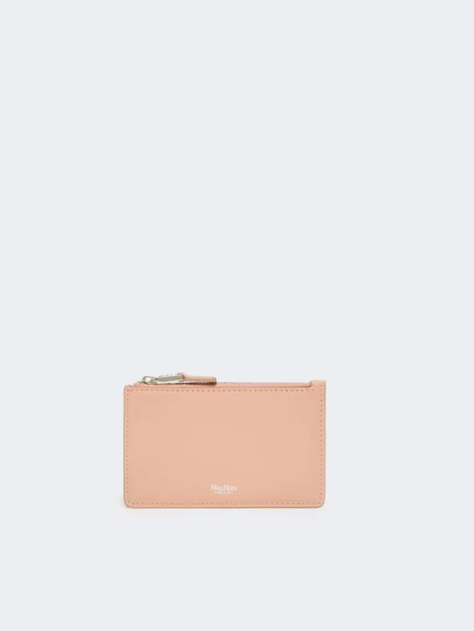 Leather card holder, pink