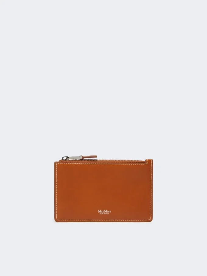 Leather card holder, rust