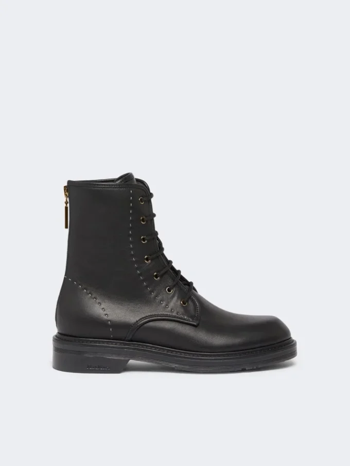 Leather combat boots, black