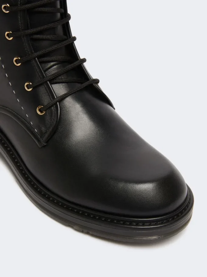 Leather combat boots, black