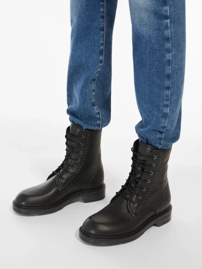 Leather combat boots, black