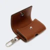 Leather earphone pouch, amber brown