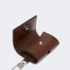 Leather earphone pouch, cocoa