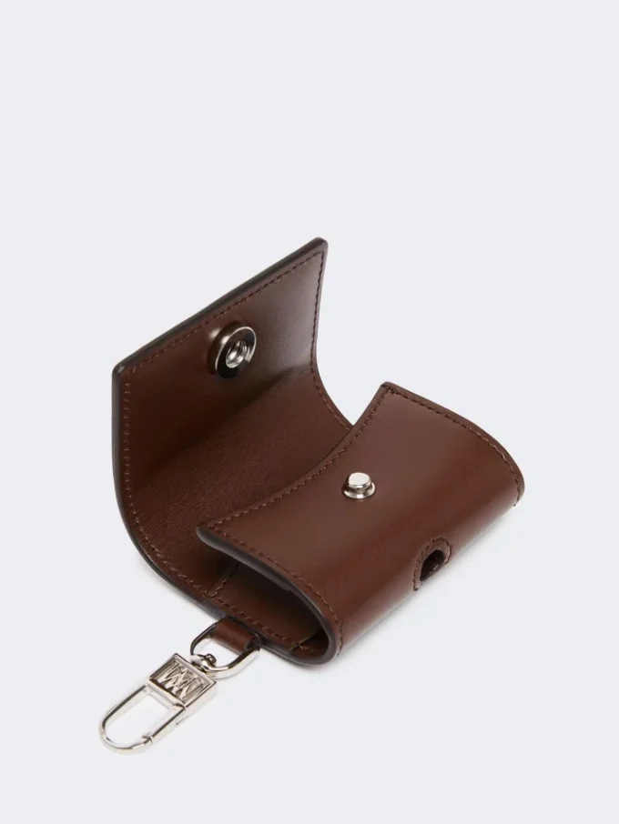 Leather earphone pouch, cocoa