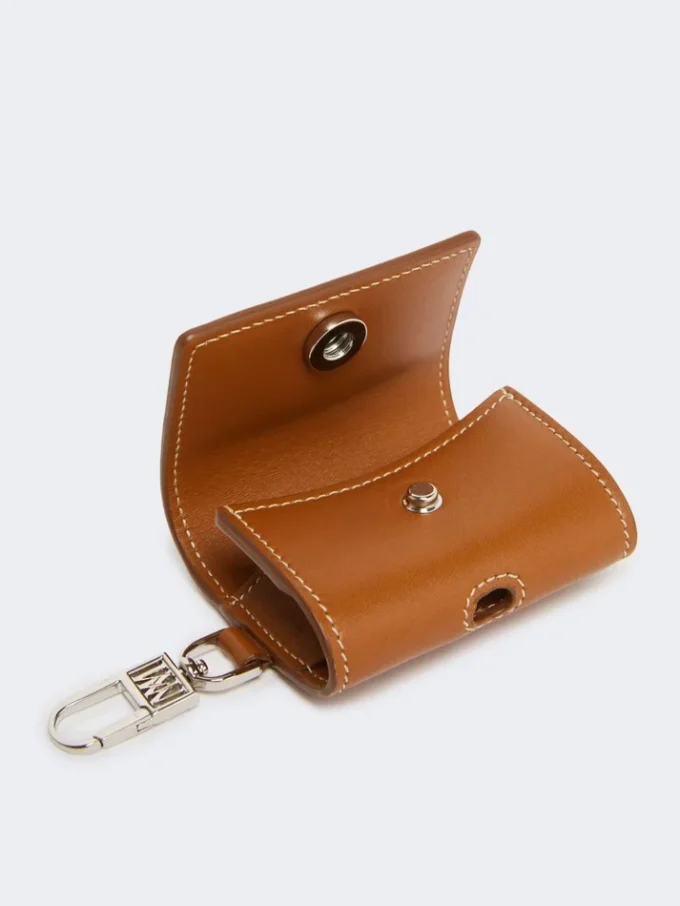 Leather earphone pouch, rust
