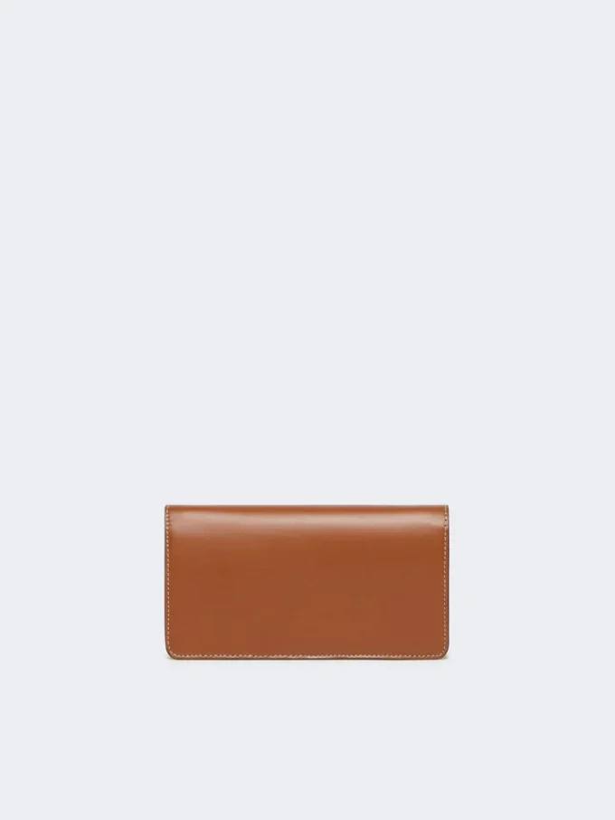 Leather phone pouch, amber brown