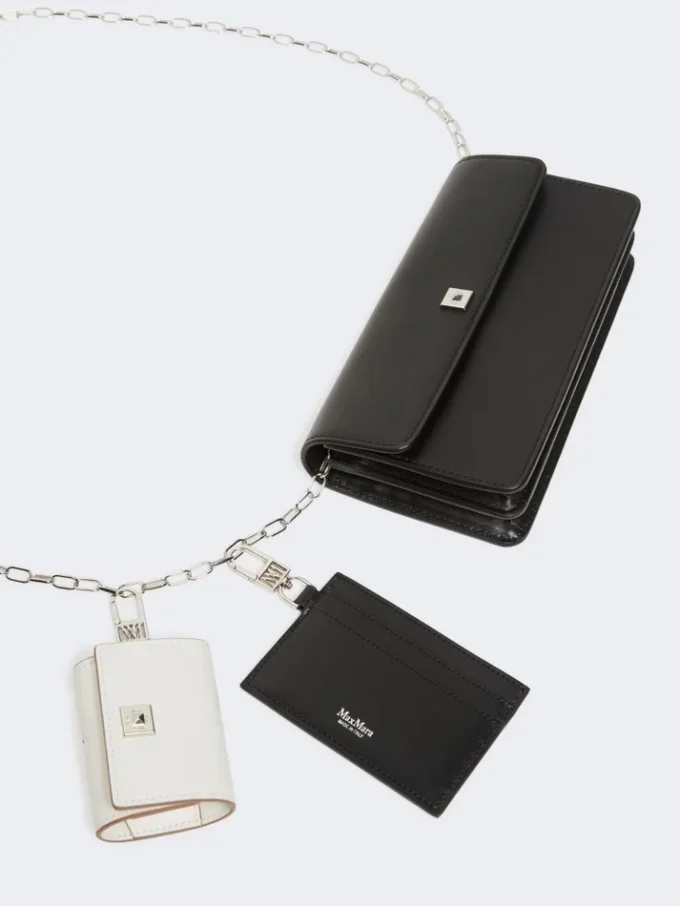 Leather phone pouch, black