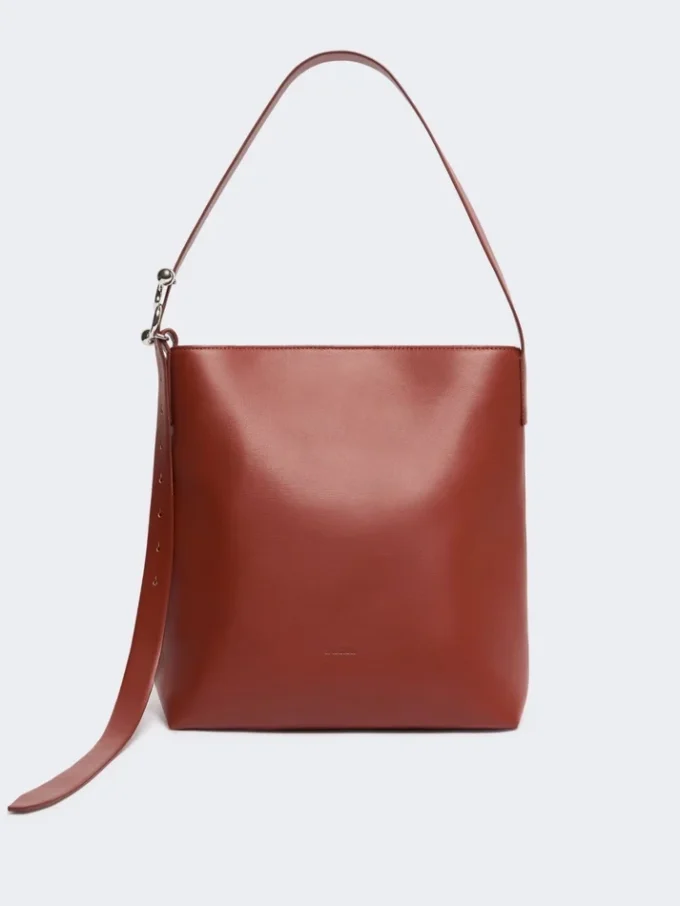 Leather s-buckle shopper bag, rust