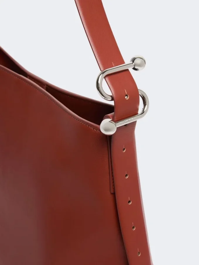 Leather s-buckle shopper bag, rust