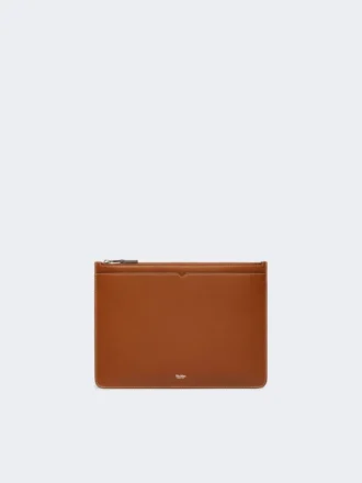 Leather tablet sleeve, amber brown