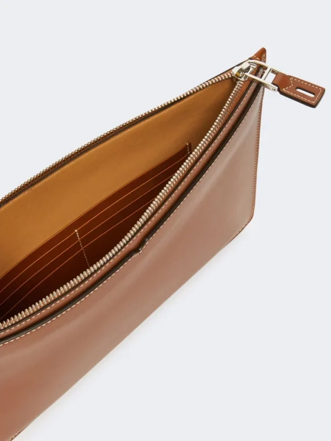 Leather tablet sleeve, amber brown