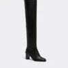 Leather thigh-high boots, black Leather thigh-high boots, black